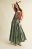 Olive Bloom Maxi Skirt