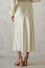 Cream satin midi skirt