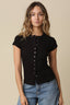 Leslie Sculpt Button-Front Knit Top