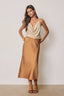 Satin Pull On Midi Skirt