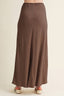 Brown maxi skirt on a plain background