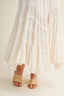Cascading Tiers Lace Trim Maxi Skirt in off white