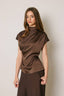 Draped Satin Mock Neck Blouse - Hallelu Clothing Boutique