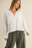 White Lace Trim Textured Button-Down Shirt