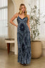 Bandana Print Pleated Maxi Dress with Back Cutout