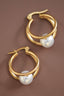 18K Gold Plated Waterproof Stainless Steel Hoop Earrings - 7193