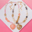 Marble Heart Pendant Pastel Bead Necklace