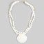 Large Sea Shell Pendant Double Strand Bead Necklace