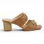 Willow Leather Slide Sandal Mule Rope Heel - Coconut Gold