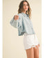 Cropped Boxy Denim Button-Down Shirt