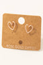 Gold Dipped Wire Heart Stud Earrings