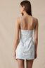 LOVELY POND PRINT SCALLOP CUT V-NECK MINI DRESS