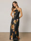 Floral Bloom Satin Maxi Dress - Hallelu Clothing Boutique
