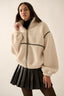 Frosted Hug Jacket - Sherpa Zip, High Collar, Cream or Stone - Hallelu Clothing Boutique