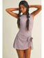 Gingham Print Wrap Tie Dress