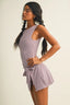 Gingham Print Wrap Tie Dress
