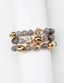 Grey Stone and Gold Set of 3 with Rhinestone Accent Stretch Bracelets - Hallelu Clothing Boutique
