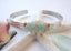 SS Mixed Metal Wire Wrapped Sea Glass Cuff Bracelet