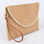 Ivory Faux Straw Envelope Clutch with Wrist Strap - Hallelu Clothing Boutique