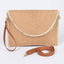 Ivory Faux Straw Envelope Clutch with Wrist Strap - Hallelu Clothing Boutique