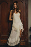 Lace Asymmetrical Tiered Midi