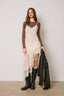 Lace Asymmetrical Tiered Midi