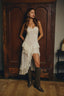 Lace Asymmetrical Tiered Midi