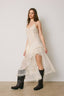 Lace Asymmetrical Tiered Midi