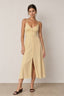 Linen Shirred Button Midi Dress - Hallelu Clothing Boutique
