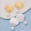 Metallic Seashell Pearl Drop Earrings - Hallelu Clothing Boutique