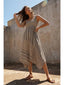 Mixed Stripe Linen-Blend Midi Dress - Hallelu Clothing Boutique