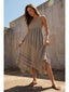 Mixed Stripe Linen-Blend Midi Dress - Hallelu Clothing Boutique