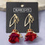 Open Leaf Fabric Rose Drop Earrings - Hallelu Clothing Boutique