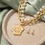 Royal Crest Pendant Pearl Strand Necklace - Hallelu Clothing Boutique