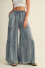 Ruffled Side Washed Denim - Hallelu Clothing Boutique
