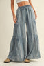 Ruffled Side Washed Denim - Hallelu Clothing Boutique