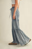 Ruffled Side Washed Denim - Hallelu Clothing Boutique