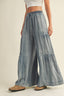 Ruffled Side Washed Denim - Hallelu Clothing Boutique