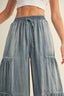 Ruffled Side Washed Denim - Hallelu Clothing Boutique