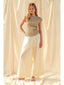 Seafoam Drift Top - Stone Cap Sleeve, Side Shirring, Cotton - Hallelu Clothing Boutique