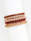Set of 5 Brown and Rose Beaded Stretch Bracelets - Hallelu Clothing Boutique