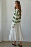 W2295 | Knit Sweater Striped Cotton Boat Neck Long Sleeve - Hallelu Clothing Boutique